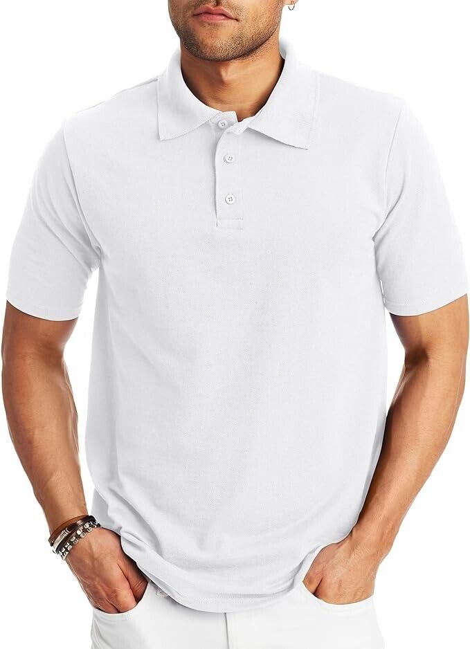 Minerals Men's Cotton Polo Shirt, WHITE, Medium, 100% Cotton